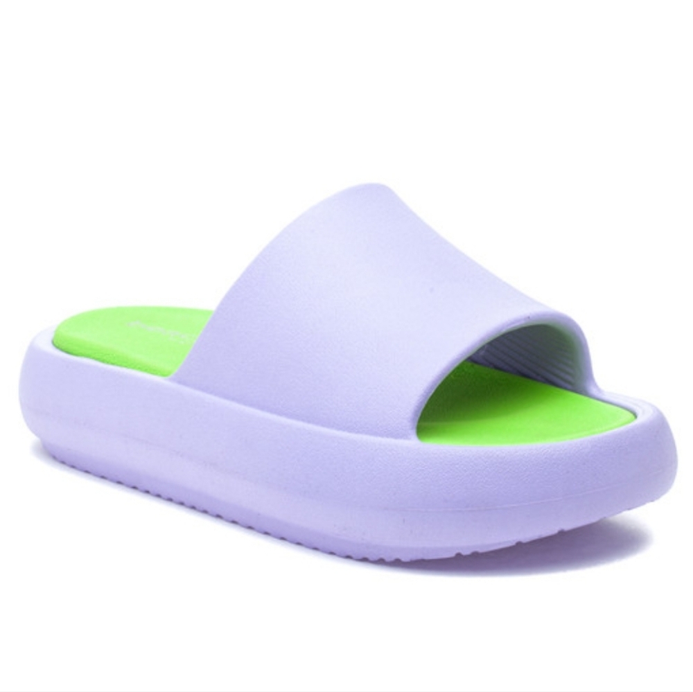 J/Slides SQUISHY Lilac & Green EVA size 7 - NEW IN BOX